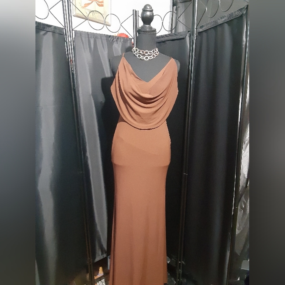 Hello Molly NWT Strapless Brown Dress Elegant Long  Formal Evening Party Size M